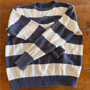 Striped Navy and Cream Crewneck Sweater